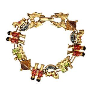 Soldier Train Nutcracker Horse Stride Charm Bracelet Foldover Clasp C683